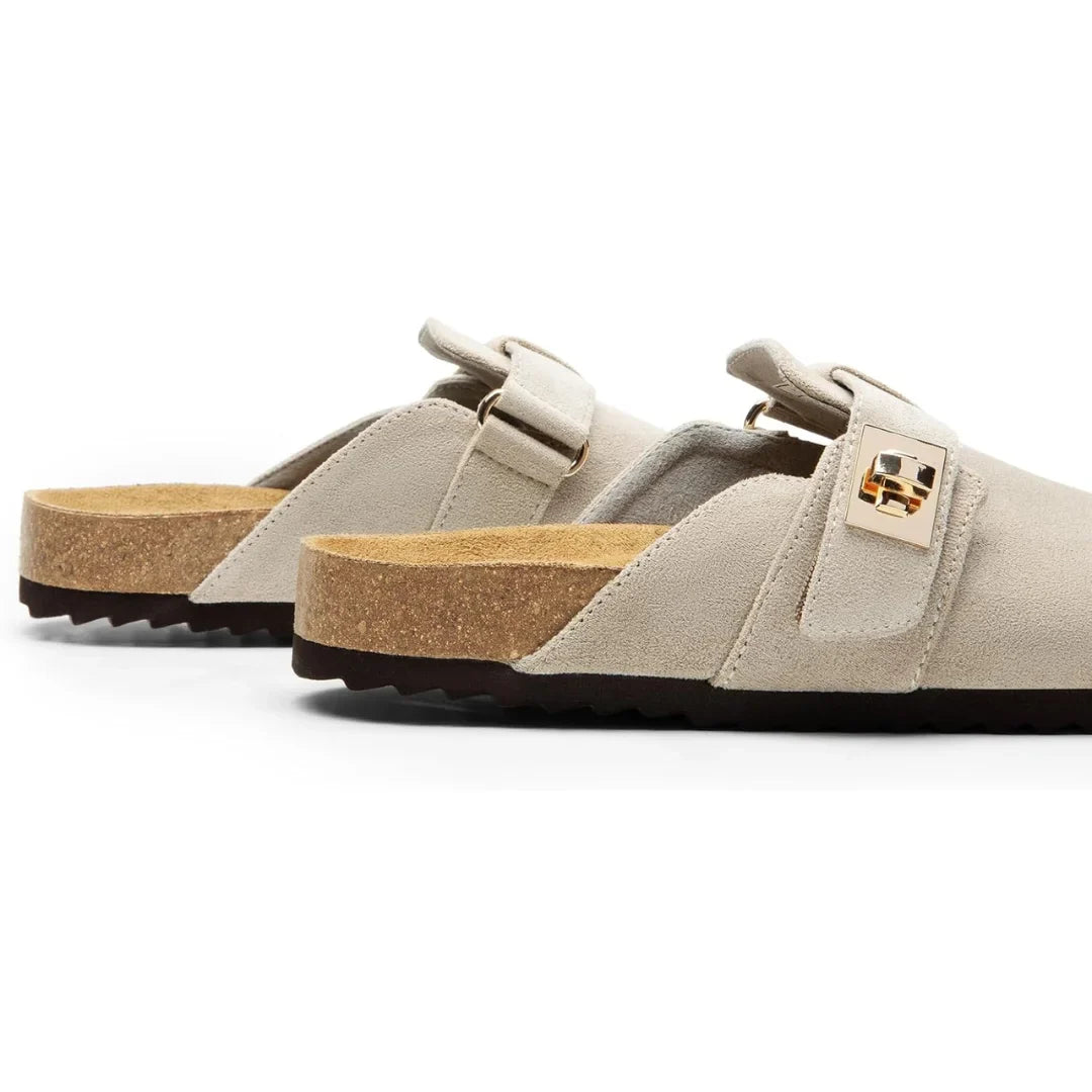 Mules Confort Dream Pairs avec Semelle en Liège et Soutien de la Voûte Plantaire | Gris
