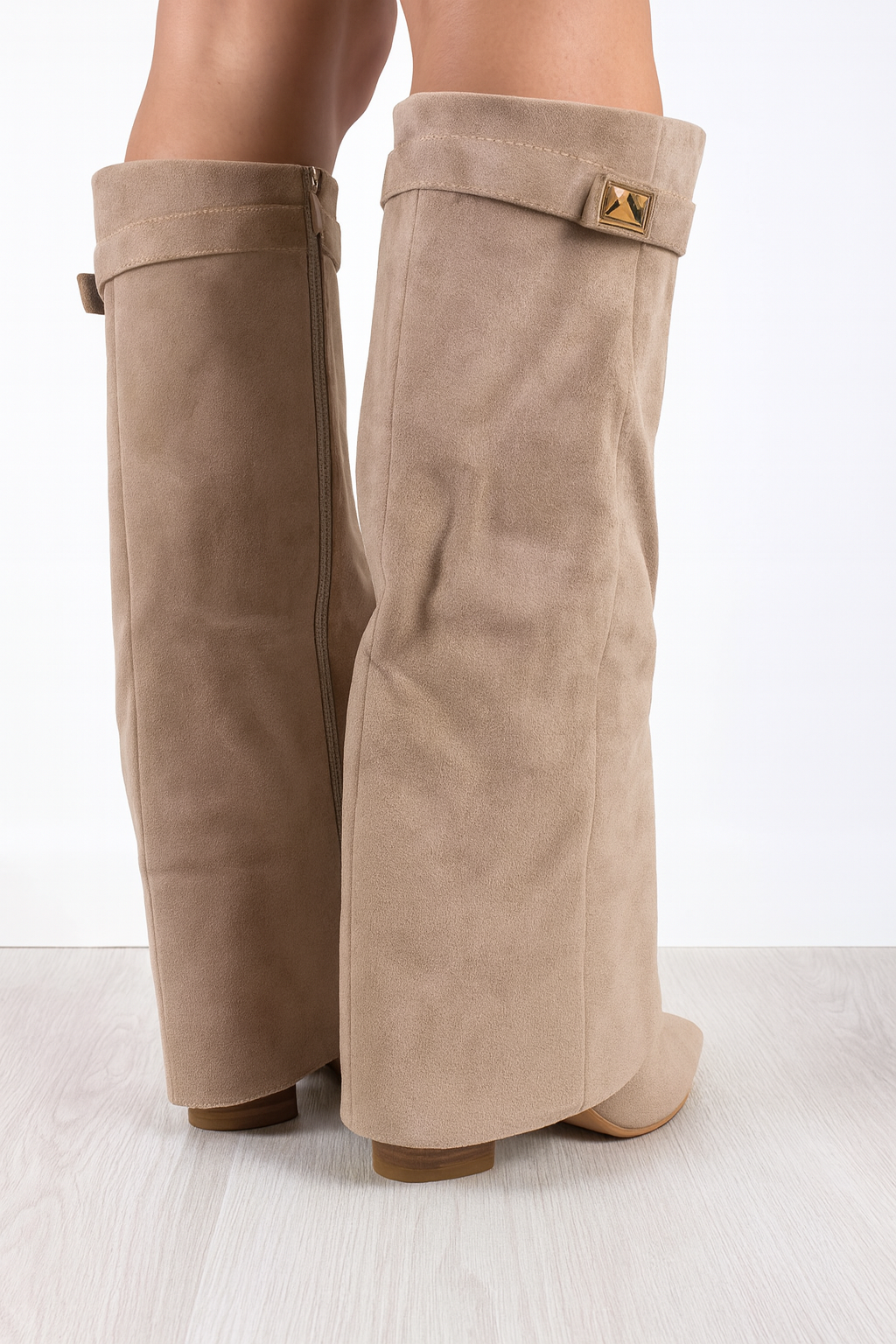 Bottes hautes pour femmes en cuir premium avec talon bloc