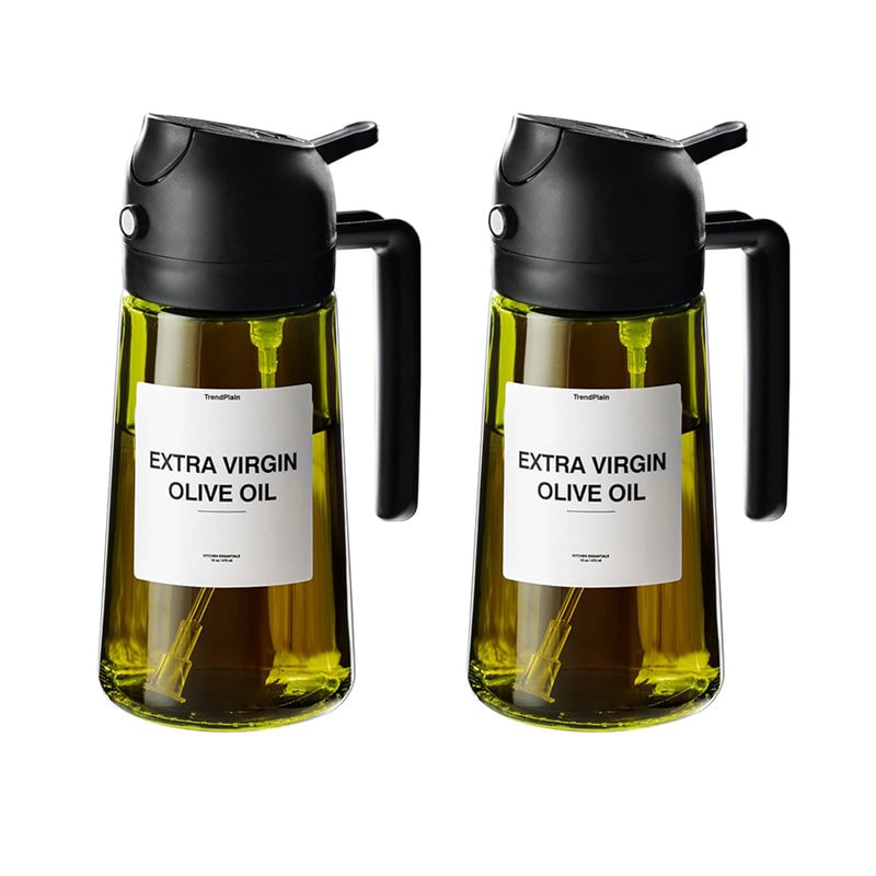 Pulvérisateur et distributeur d'huile 2-en-1 en verre 470 ml — pulvérisateur et verseur de cuisine avec pompe doseuse