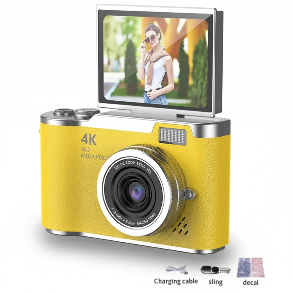 Appareil photo numérique 4K avec écran articulé, 48 MP, zoom optique 8x, compact pour photos et vidéos
