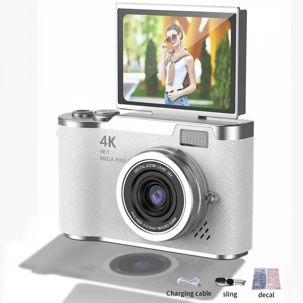 Appareil photo numérique 4K avec écran articulé, 48 MP, zoom optique 8x, compact pour photos et vidéos