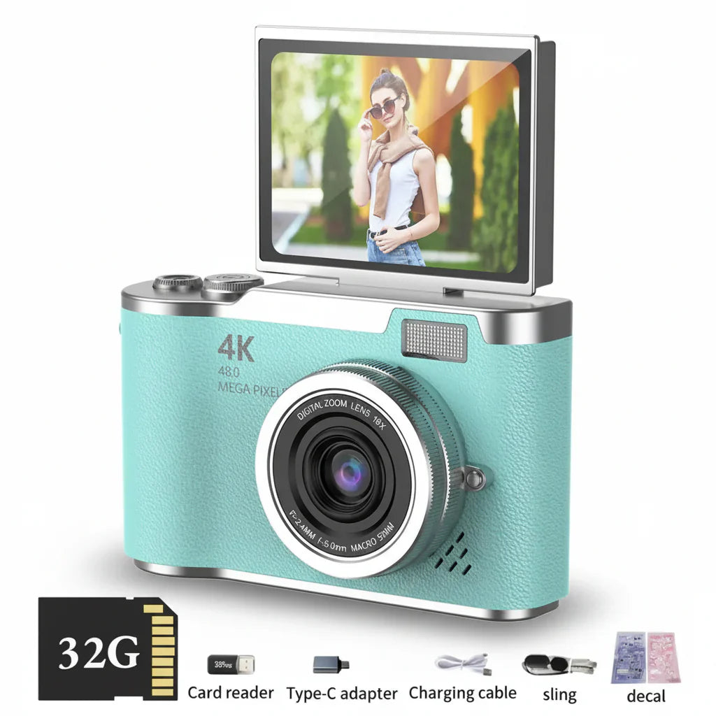 Appareil photo numérique 4K avec écran articulé, 48 MP, zoom optique 8x, compact pour photos et vidéos