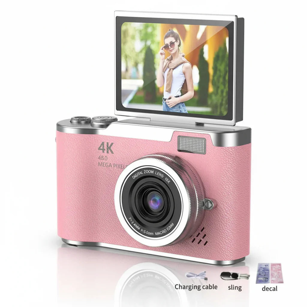 Appareil photo numérique 4K avec écran articulé, 48 MP, zoom optique 8x, compact pour photos et vidéos