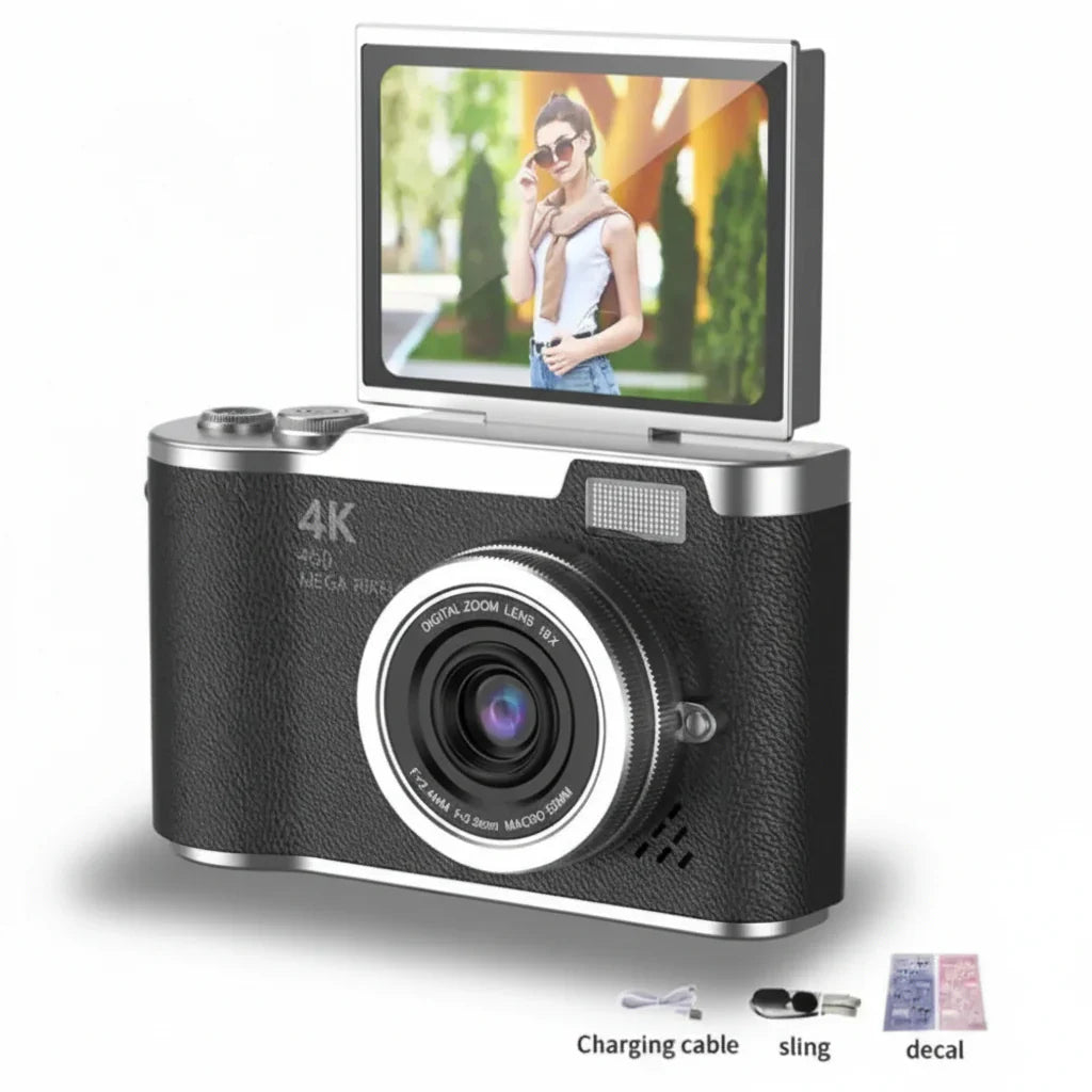 Appareil photo numérique 4K avec écran articulé, 48 MP, zoom optique 8x, compact pour photos et vidéos
