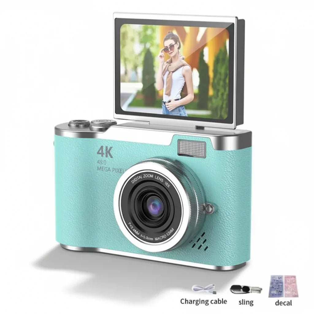 Appareil photo numérique 4K avec écran articulé, 48 MP, zoom optique 8x, compact pour photos et vidéos