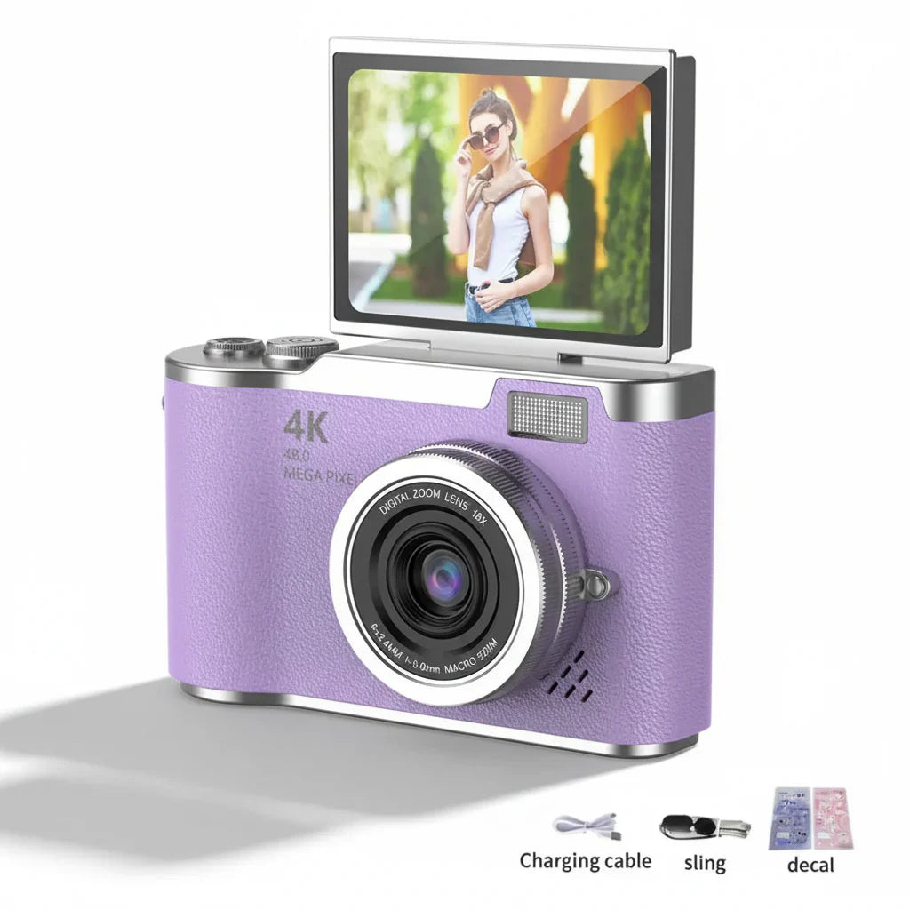 Appareil photo numérique 4K avec écran articulé, 48 MP, zoom optique 8x, compact pour photos et vidéos