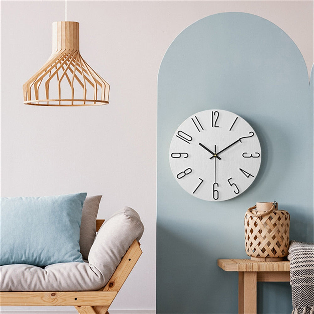Horloge murale moderne | Numéros dorés à visage bleu