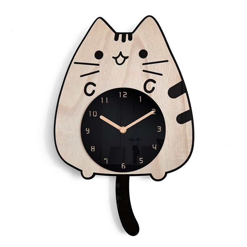 Horloge murale chat | Conception de queue pivotante