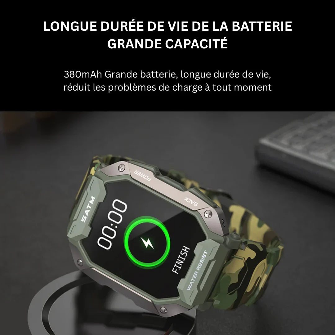 Montre Connectée Tactique Militaire – Ultra Résistante & Autonomie Longue Durée
