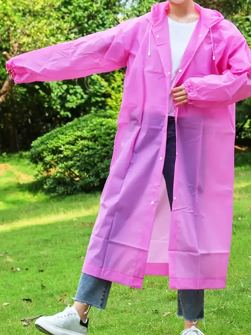Imperméable Long Unisexe avec Capuche – Veste de Pluie Légère et Réutilisable