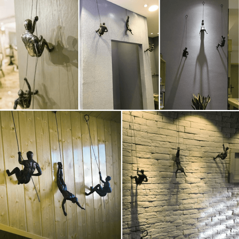 Ensemble de sculptures murales décoratives, figurines d'escalade, pour décoration murale moderne