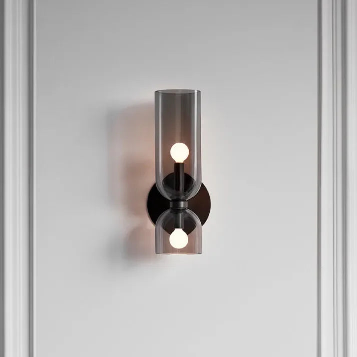 Lampe Wandlamp Glas Goud Double Kap 35cm E14 Hal Woonkamer Slaapkamer Modern Stijlvol | Sansotis
