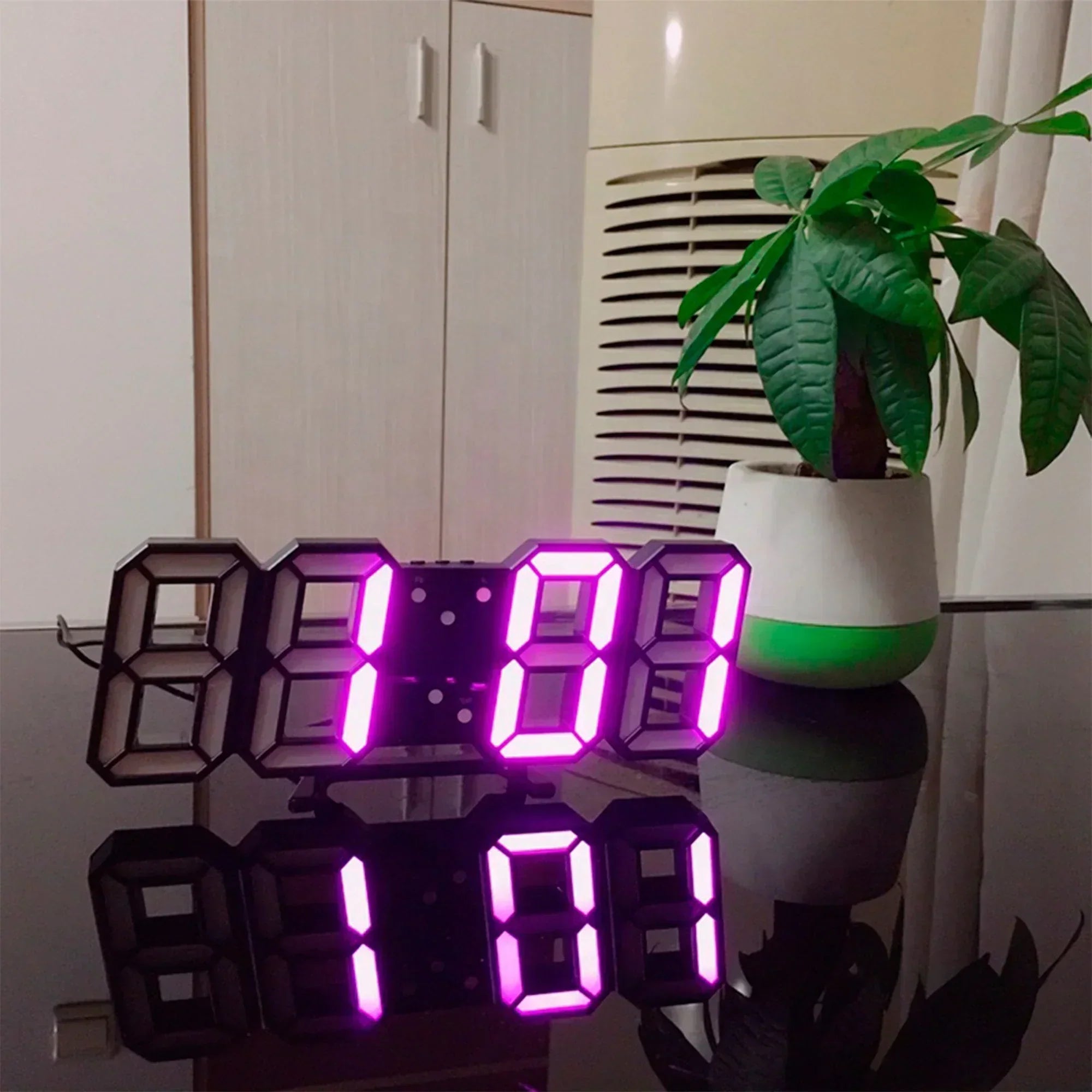Horloge murale numérique LED 3D – Design moderne avec fonction de gradation et visibilité optimale