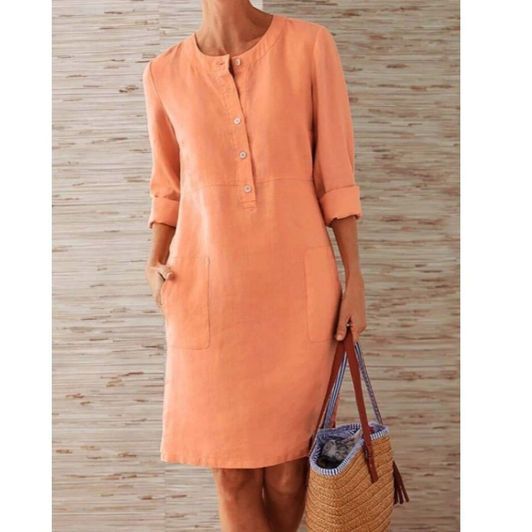 Robe Droite Chic à Boutons pour Femmes Zia - Détail des boutons