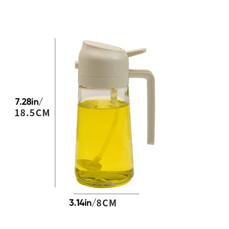 Pulvérisateur et distributeur d'huile 2-en-1 en verre 470 ml — pulvérisateur et verseur de cuisine avec pompe doseuse