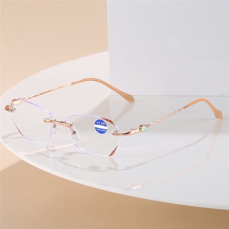 Lunettes de lecture sans monture pour femmes, anti-lumière bleue, haute définition, motif diamant