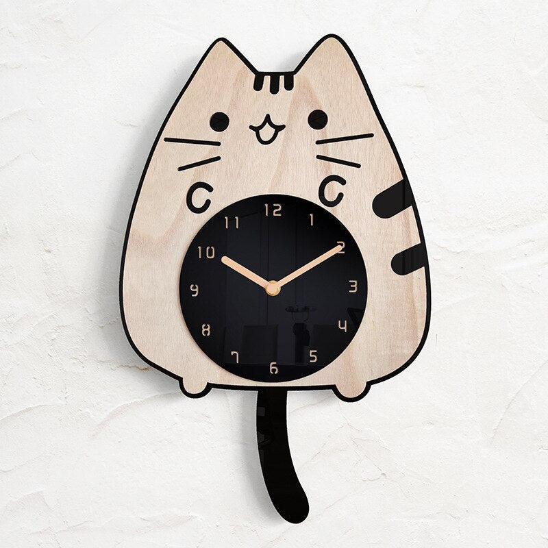 Horloge murale chat | Conception de queue pivotante
