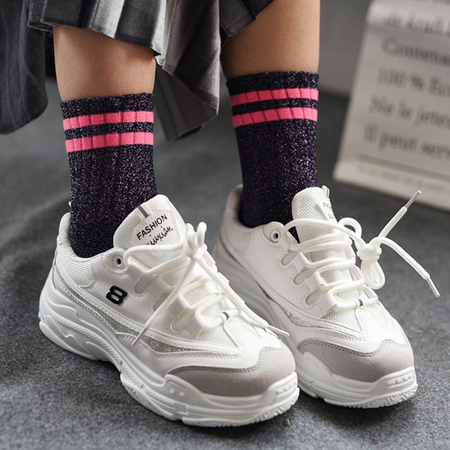 Chaussettes à Paillettes à Rayures – Style Harajuku & Streetwear Tendance