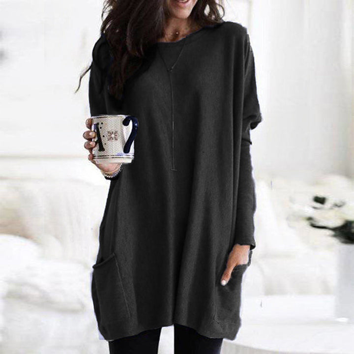 Pull tunique surdimensionné et confortable pour femme - Tricot à manches longues