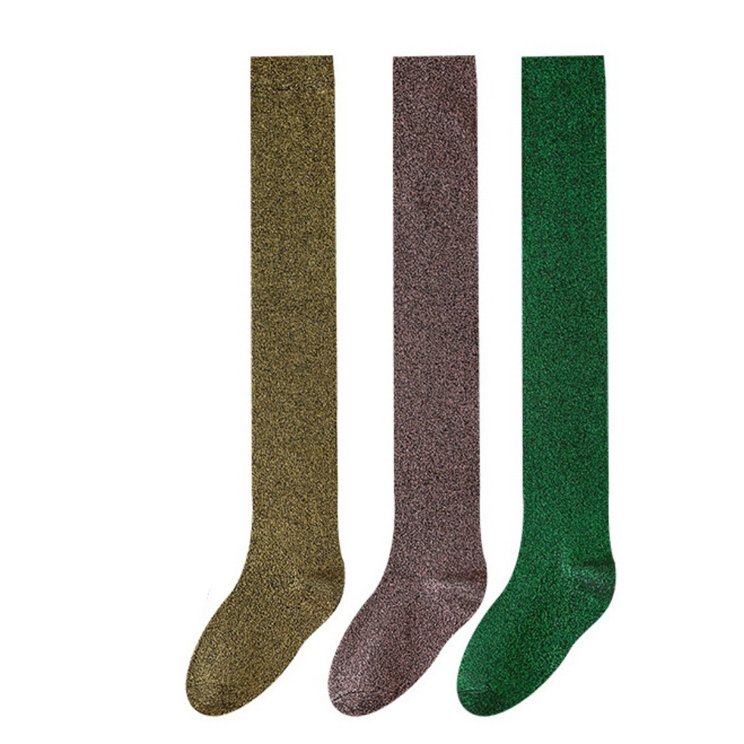 Chaussettes Hautes à Paillettes Brillantes Femme – Mode & Élégance au Quotidien