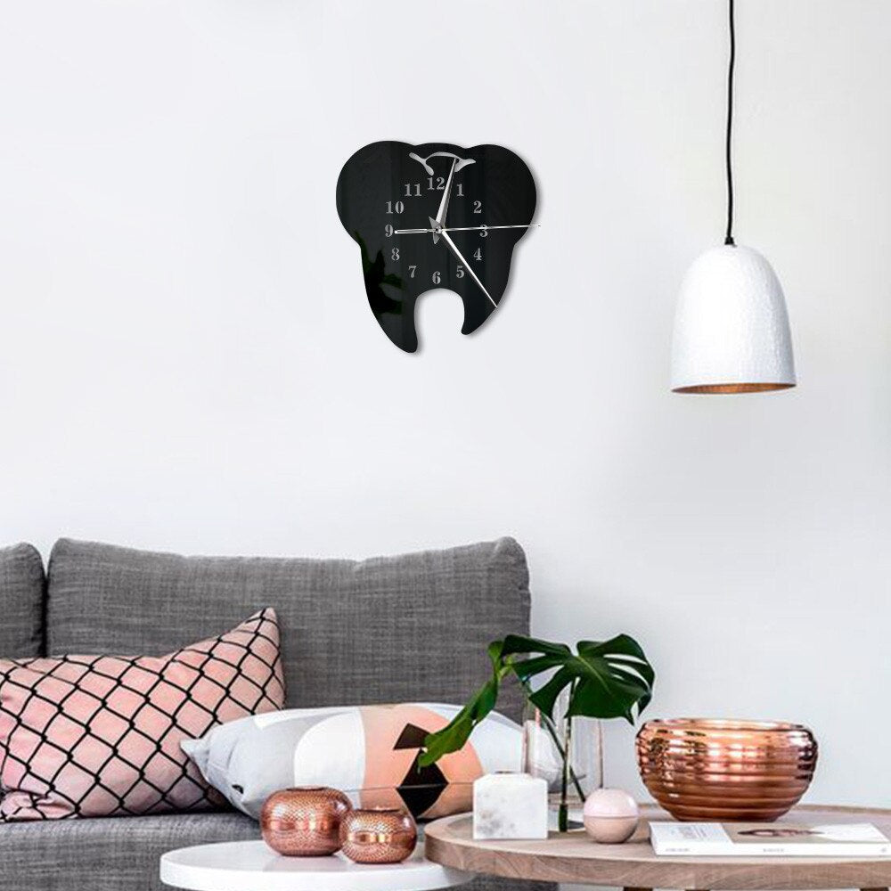 Horloge murale dentaire | Design moderne à dents noires.