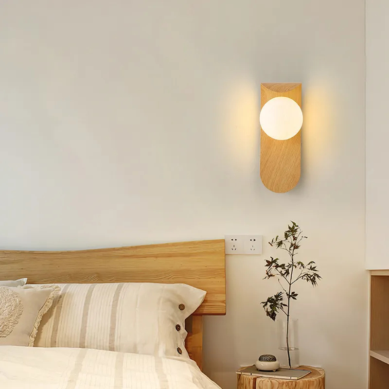 Lampe murale en bois moderne | Conception en noyer naturel