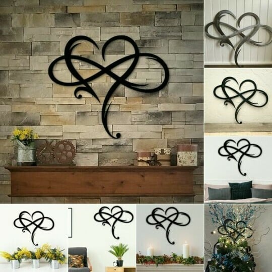 Décoration murale en fer avec coeur infini