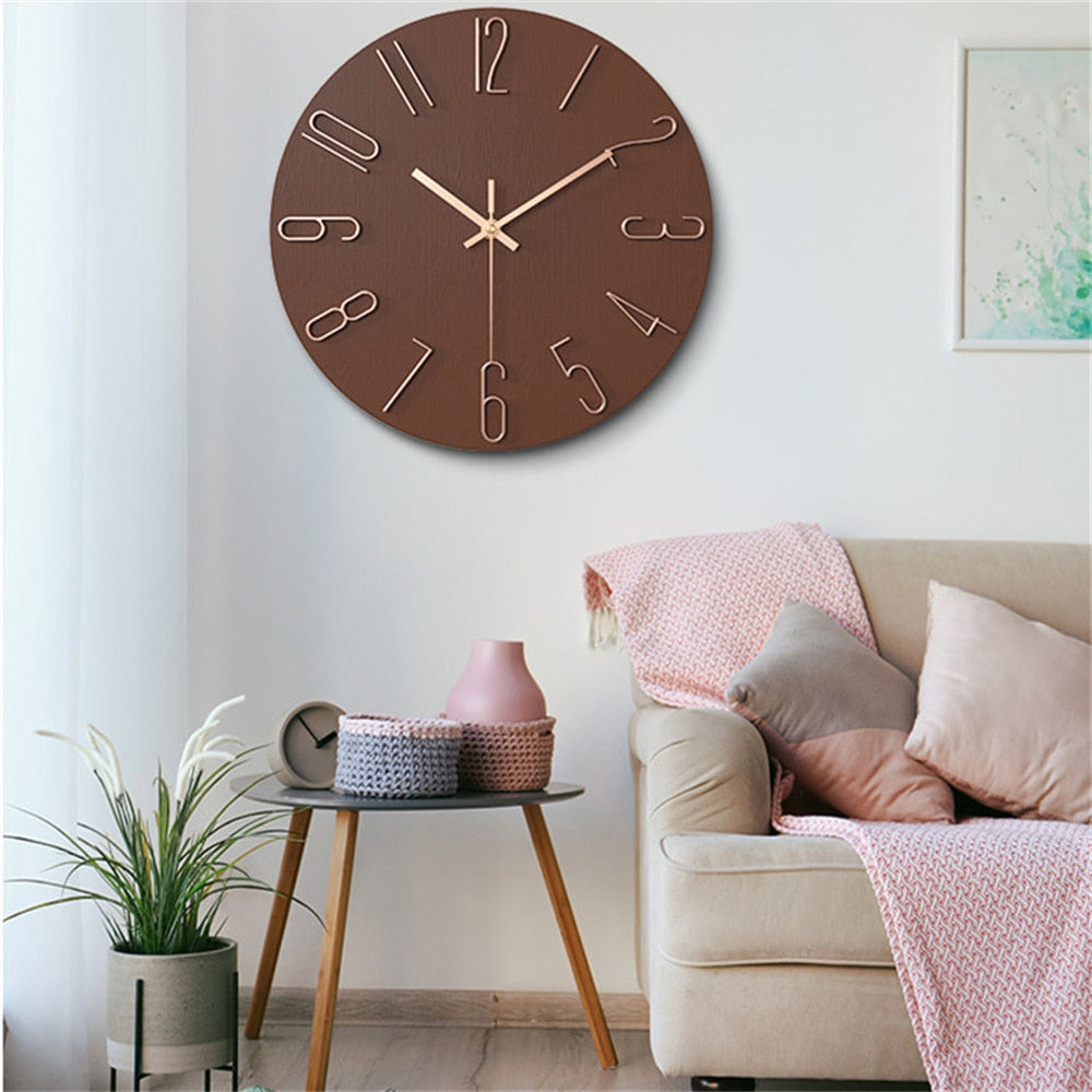 Horloge murale moderne | Numéros dorés à visage bleu