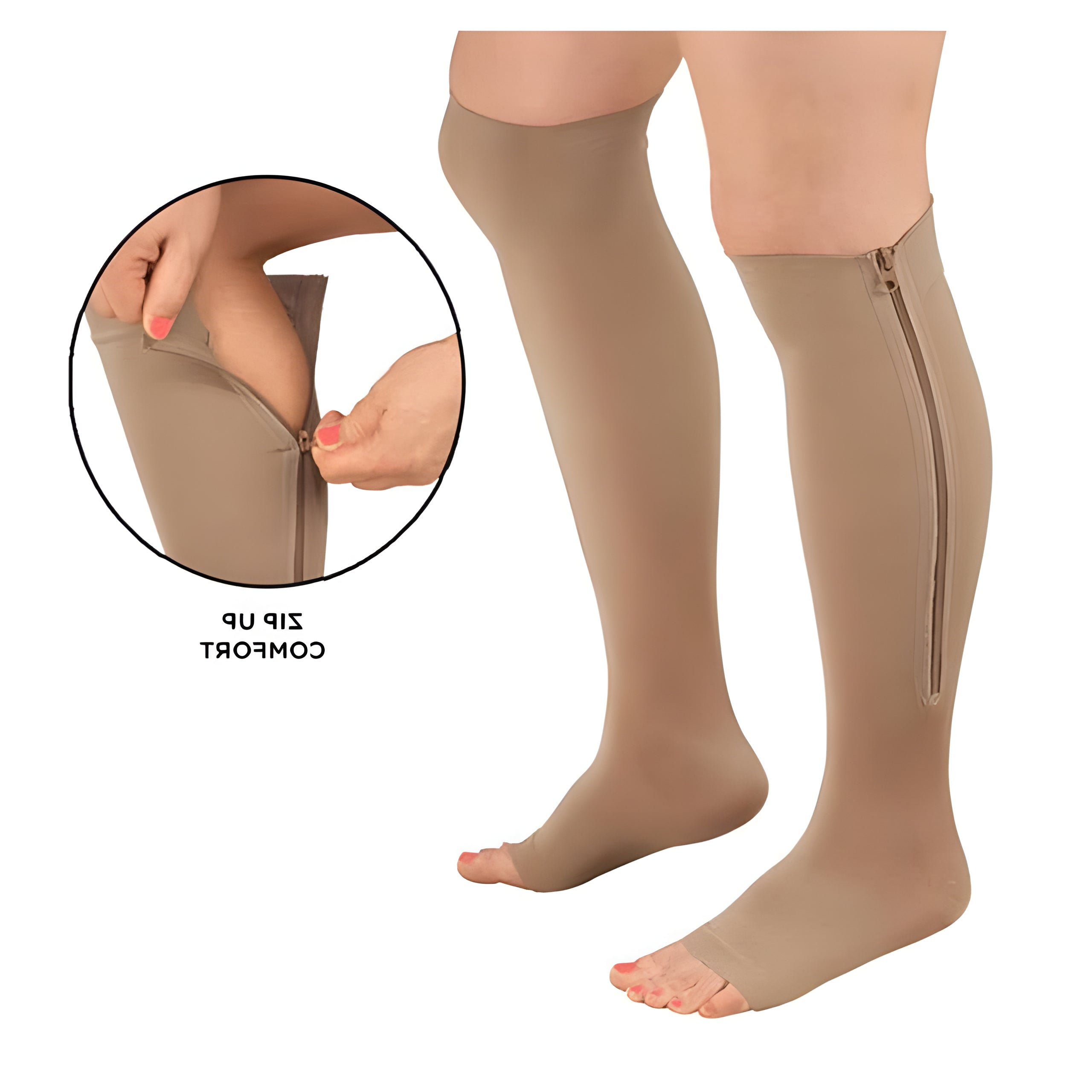 Chaussettes de compression, design à bout ouvert