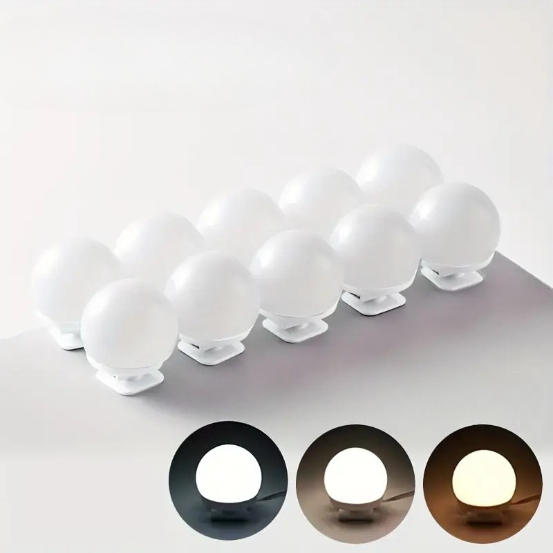 Éclairage de miroir LED à intensité variable avec boules lumineuses et éclairage de maquillage réglable
