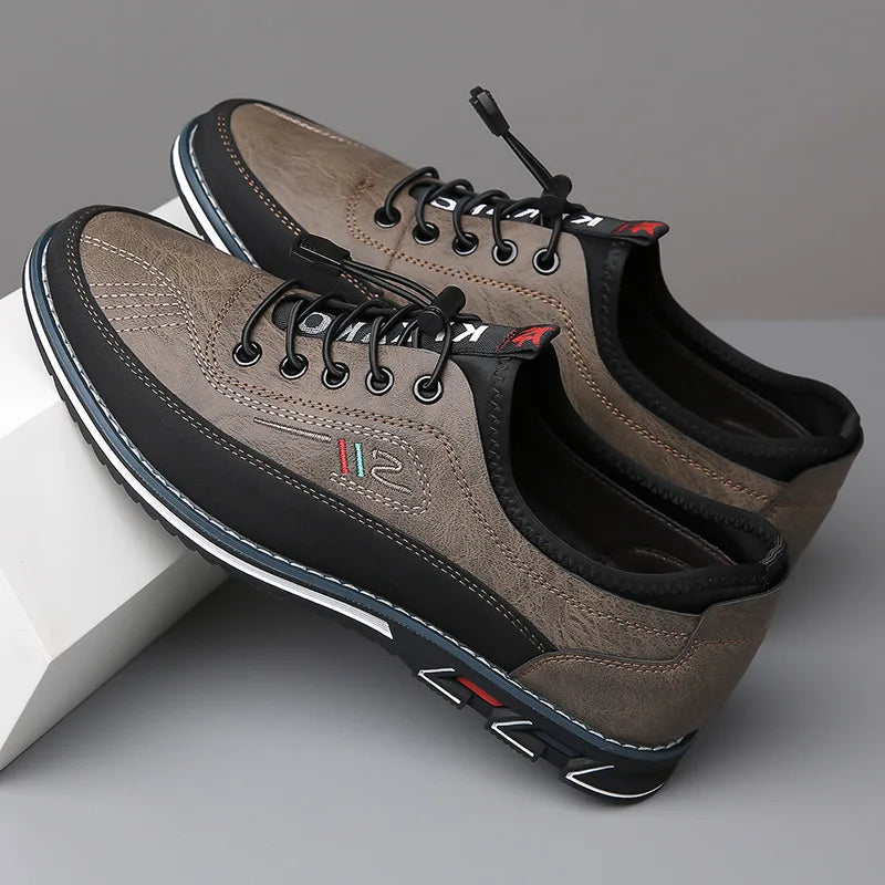 Chaussures Oxford élégantes pour hommes en cuir de première qualité avec semelle intérieure confortable, disponibles en marron, noir, gris et kaki
