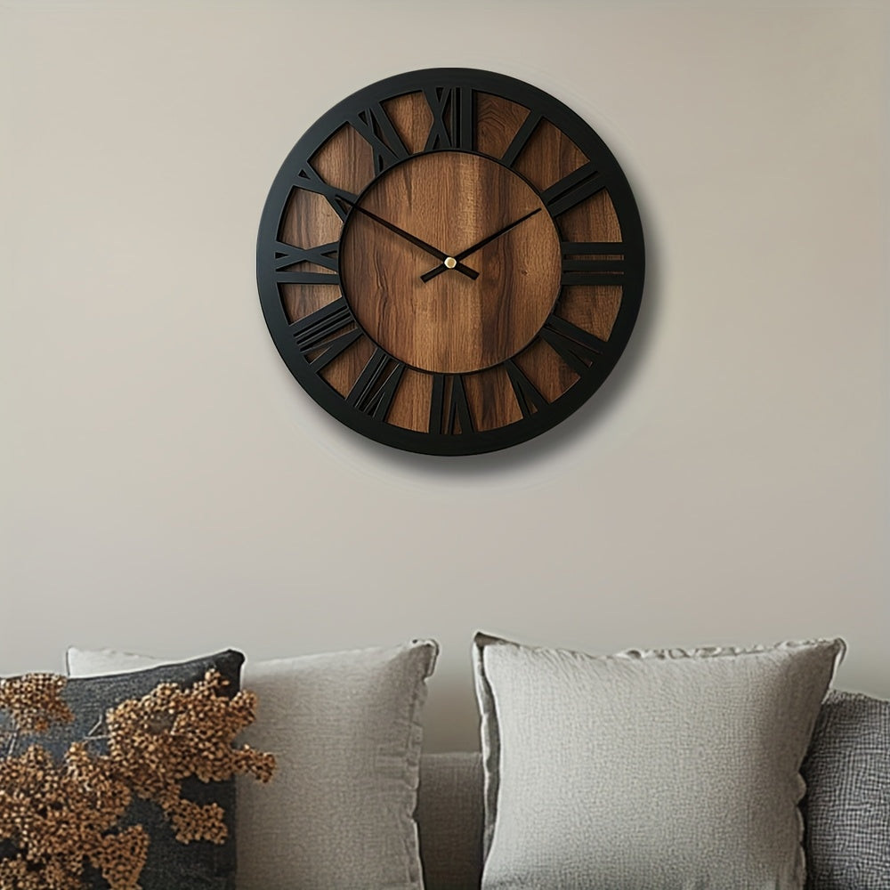 Horloge murale en bois avec cadran ouvert – élégante et décorative