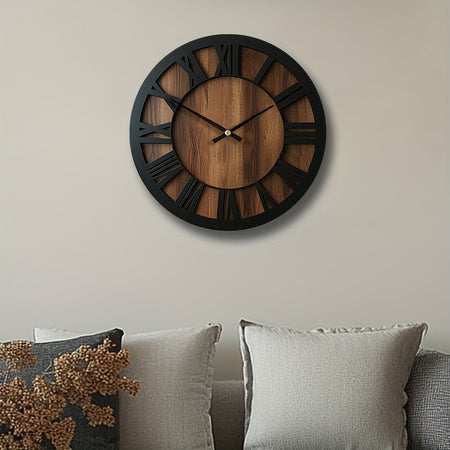 Horloge murale en bois avec cadran ouvert – élégante et décorative