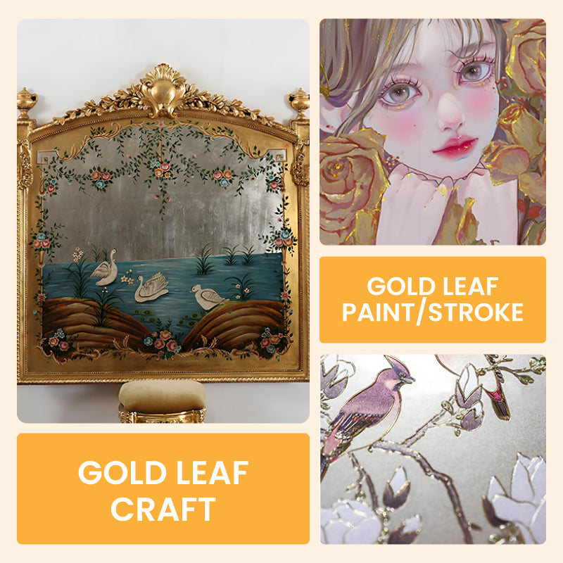 Peinture Métallisée Effet Feuille d'Or — Finition Brillante (pinceau inclus)
