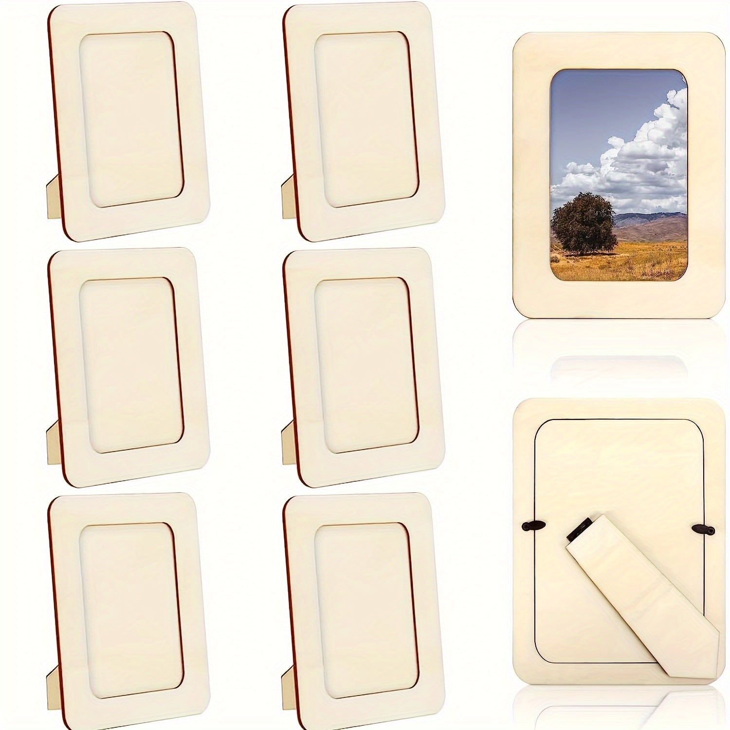 Ensemble de cadres photo en bois | Cadres d'affichage de bricolage en bois naturel