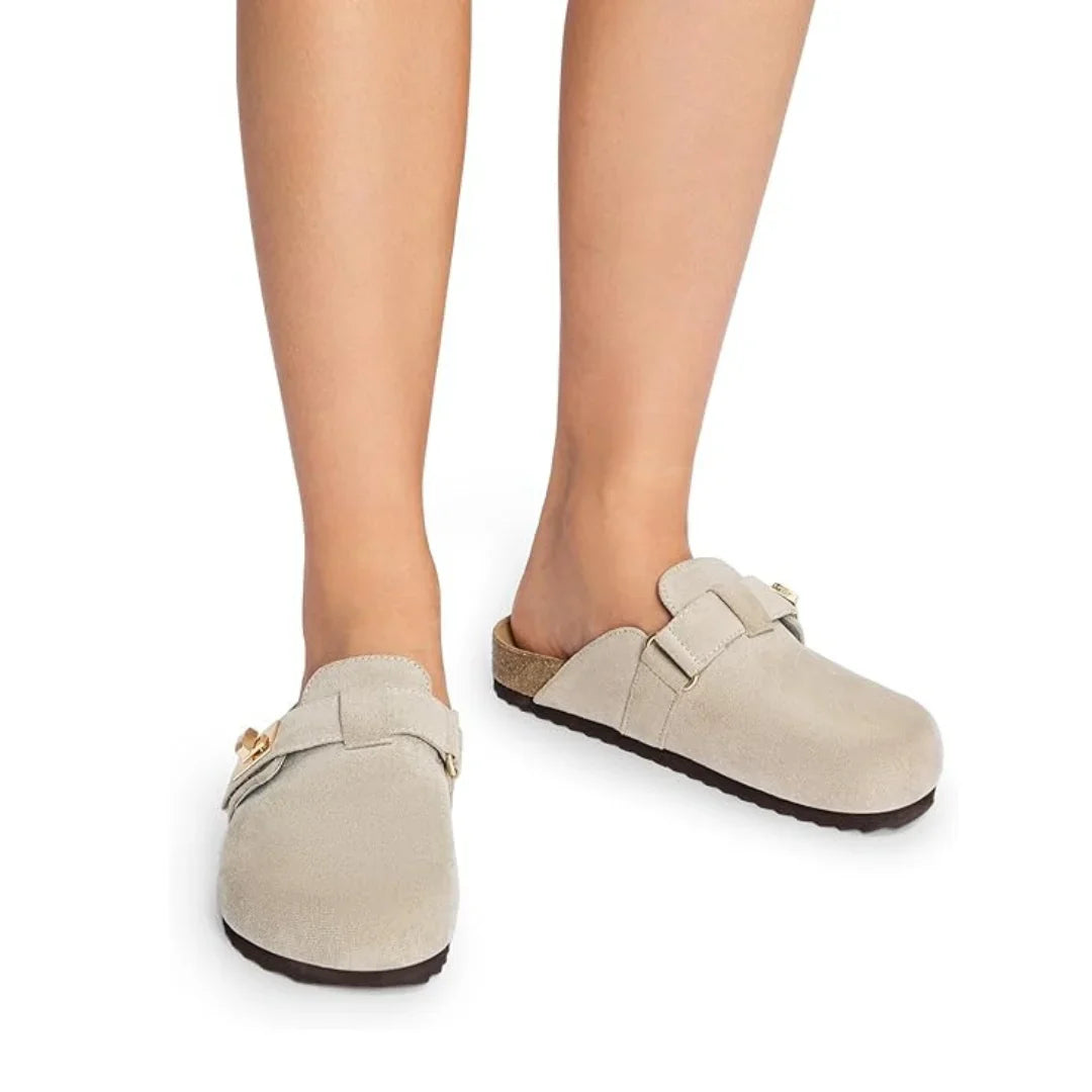 Mules Confort Dream Pairs avec Semelle en Liège et Soutien de la Voûte Plantaire | Gris