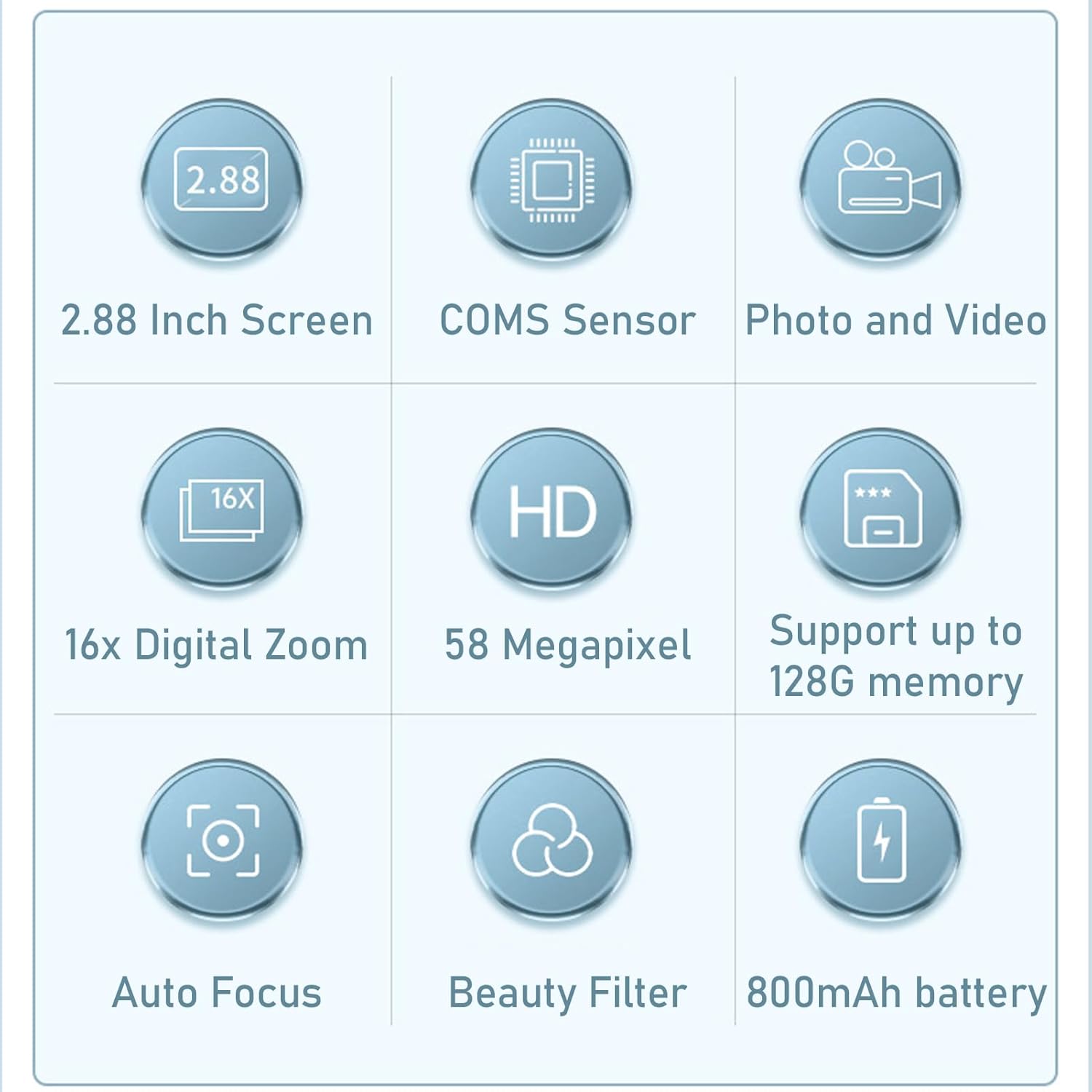 Appareil photo numérique 4K compact avec 58MP et zoom 16x – SnapView