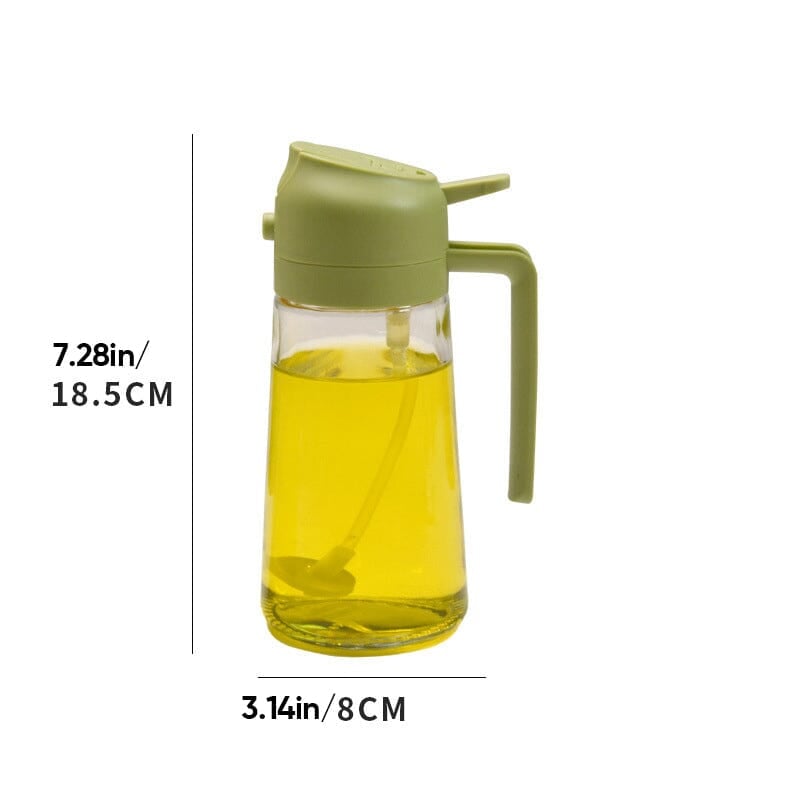 Pulvérisateur et distributeur d'huile 2-en-1 en verre 470 ml — pulvérisateur et verseur de cuisine avec pompe doseuse