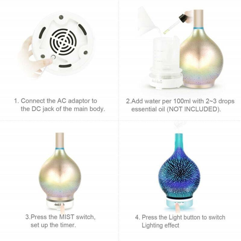 Diffuseur d'huiles essentielles d'humidificateur d'air de feux d'artifice 3D