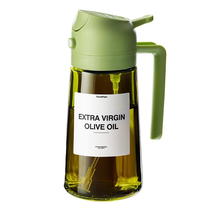 Pulvérisateur et distributeur d'huile 2-en-1 en verre 470 ml — pulvérisateur et verseur de cuisine avec pompe doseuse