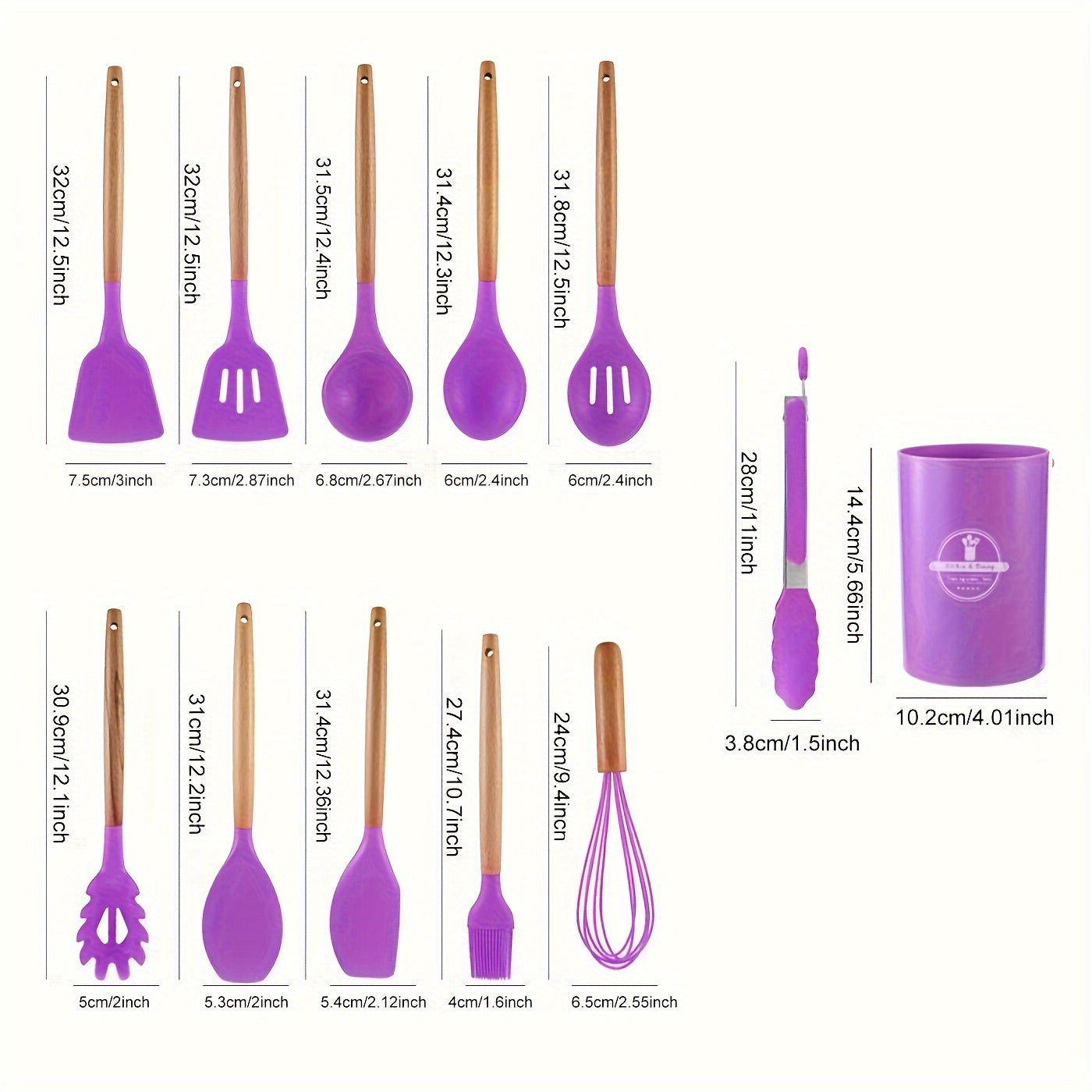 Ensemble d'ustensiles de cuisine en silicone – Résistant à la chaleur et aux rayures