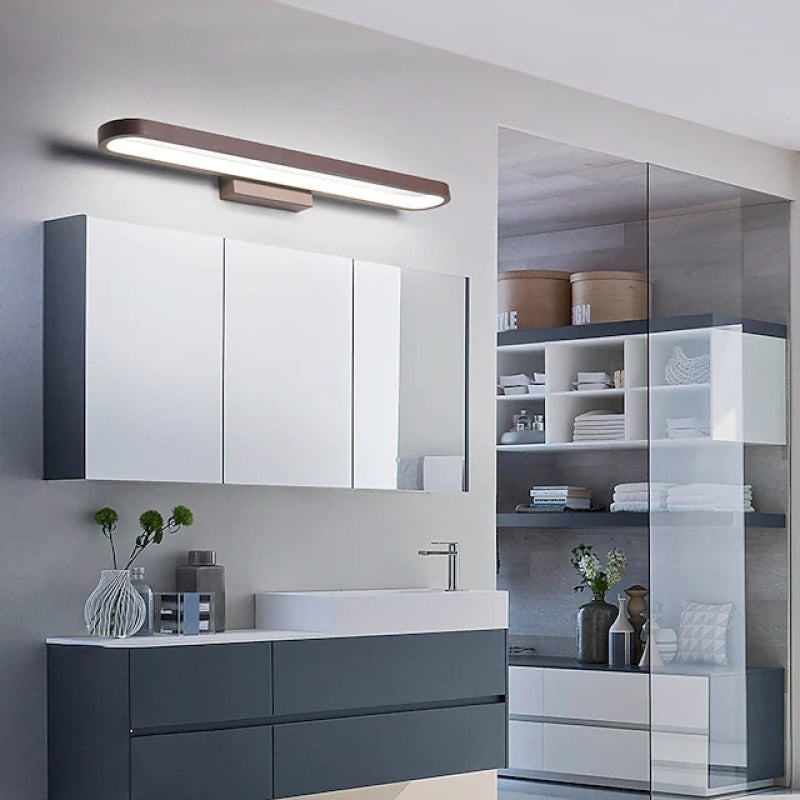 Applique Miroir Aluminium Bande Silicone Noir Café Marron 40cm 60cm 80cm LED Salle de Bain | Sansotis