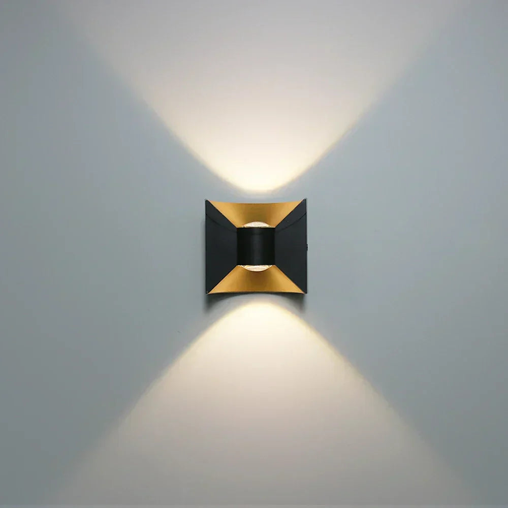 Applique murale LED moderne | Conception à double faisceau en or noir