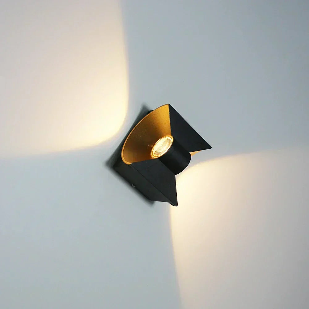 Applique murale LED moderne | Conception à double faisceau en or noir