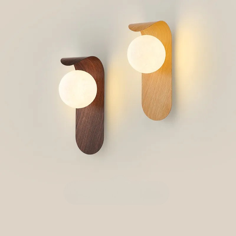 Lampe murale en bois moderne | Conception en noyer naturel