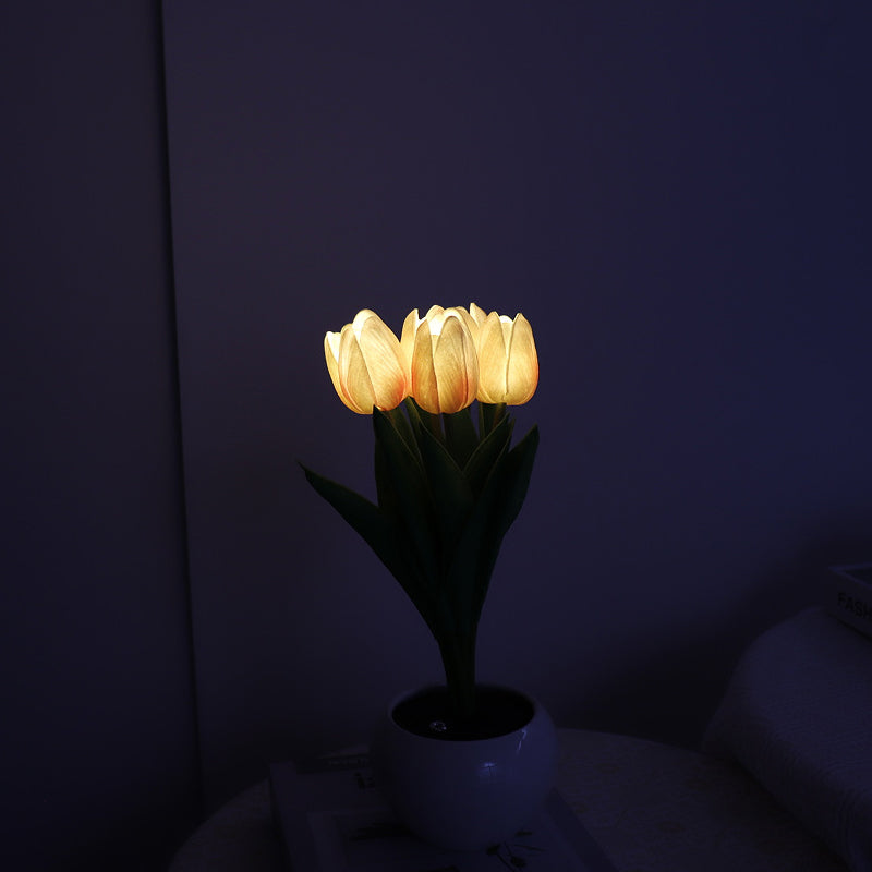 Lampe de table de chevet tulipe LED Lampe de table à fleurs