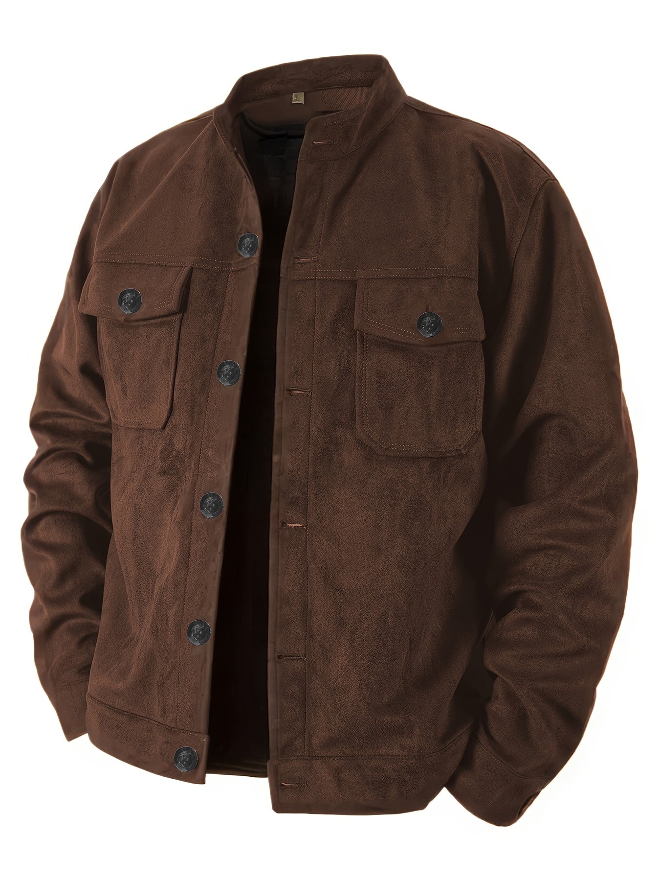 Veste décontractée pour hommes avec boutons et col montant – Veste de travail vintage pour le printemps et l'automne