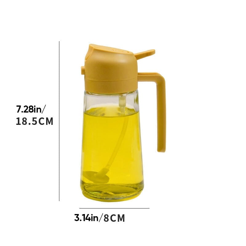 Pulvérisateur et distributeur d'huile 2-en-1 en verre 470 ml — pulvérisateur et verseur de cuisine avec pompe doseuse