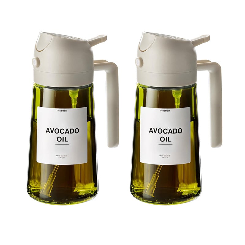 Pulvérisateur et distributeur d'huile 2-en-1 en verre 470 ml — pulvérisateur et verseur de cuisine avec pompe doseuse