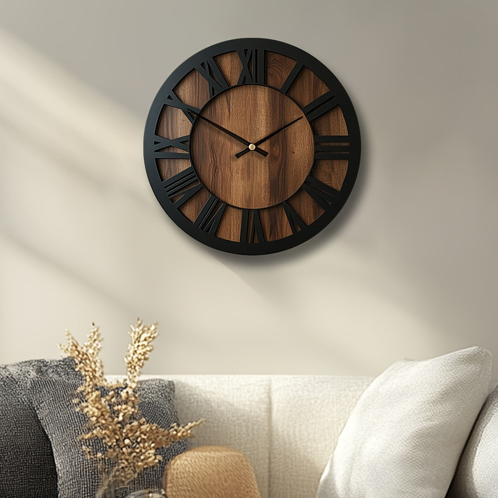Horloge murale en bois avec cadran ouvert – élégante et décorative